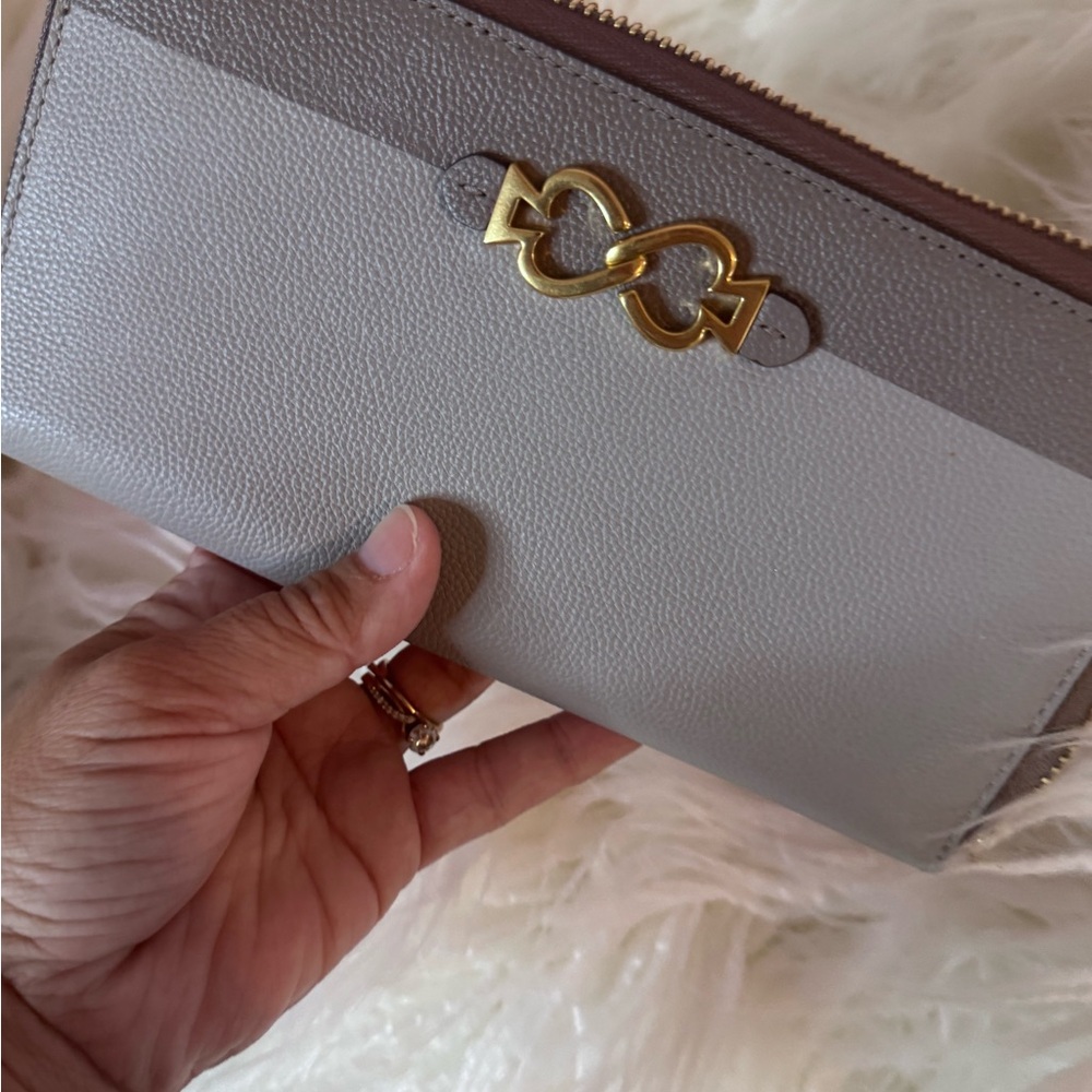 Kate Spade Gray and Brown Wallet Gold Accent wallet Kate spade unique design